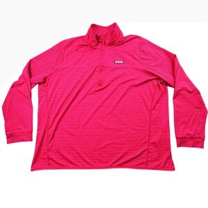 Vineyard Vines Shep Shirt 3XL Pink Stripe 1/2 Zip Pullover Whale Logo Golf